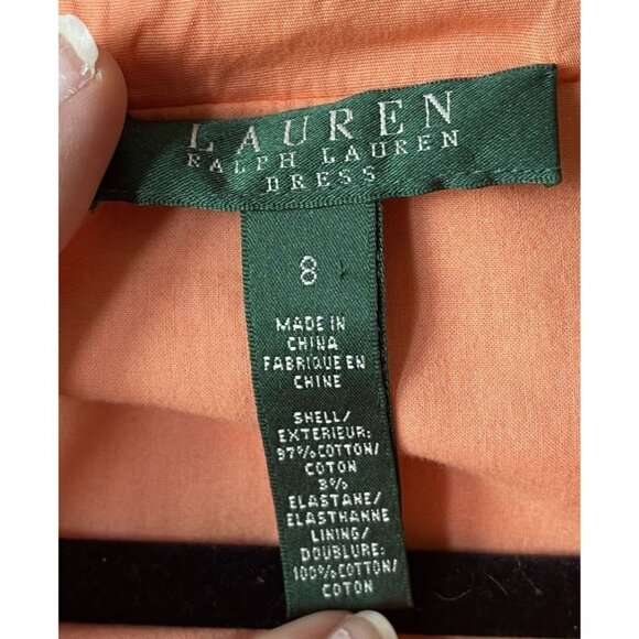 Lauren Ralph Lauren Cocktail Sleeveless Cotton Dress 8 Ruffle Sheath Mini V-Neck - Picture 8 of 10